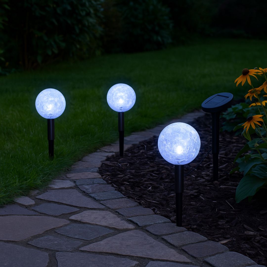 Solar Garden Lights Set with LED Balls – 3 Durable Outdoor Lights