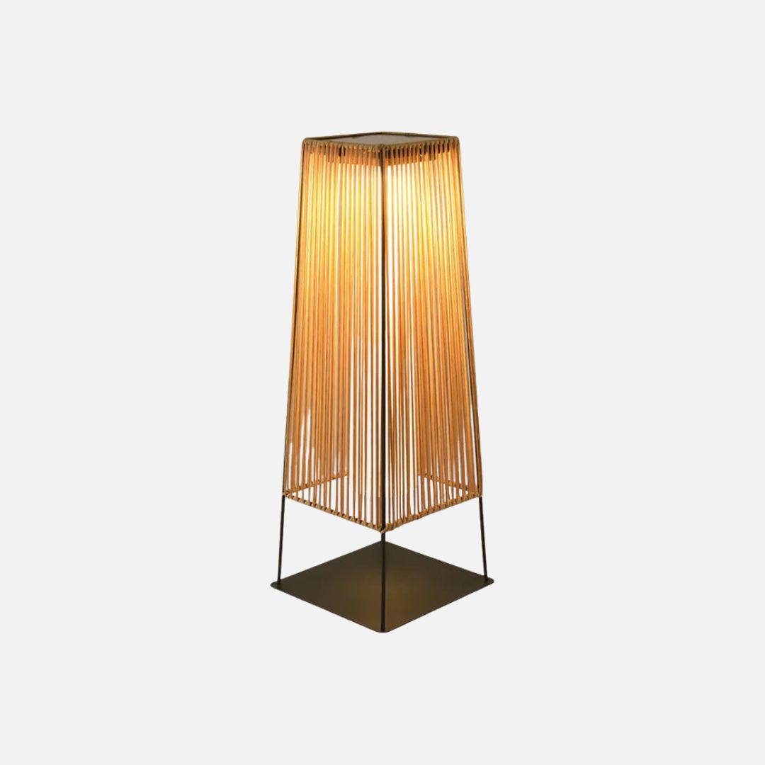 Modern Outdoor Post Lamp with Integrated LED - Weather-Resistant Rattan Design