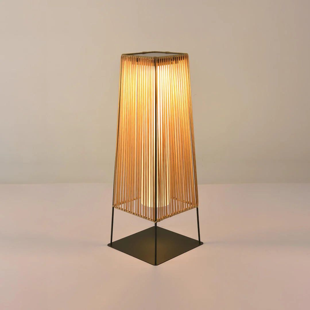 Modern Outdoor Post Lamp with Integrated LED - Weather-Resistant Rattan Design