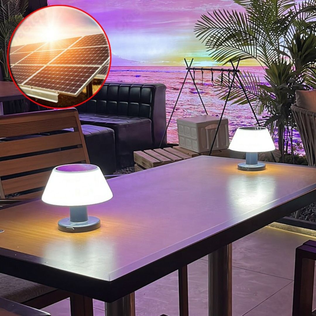 Solar Outdoor Desk Lamp with Adjustable Brightness and Waterproof Design
