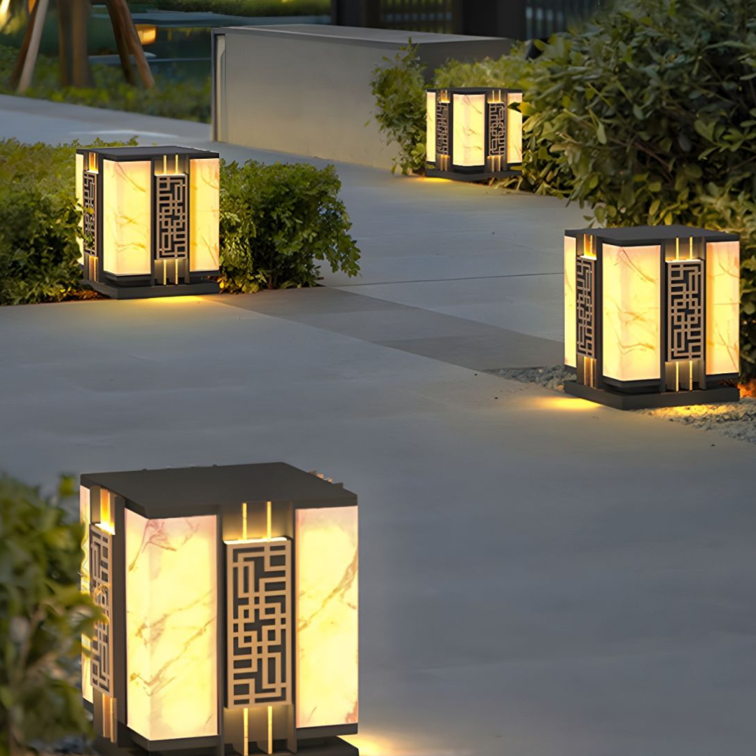 Outdoor Metal Pillar Light Rectangle Black Waterproof