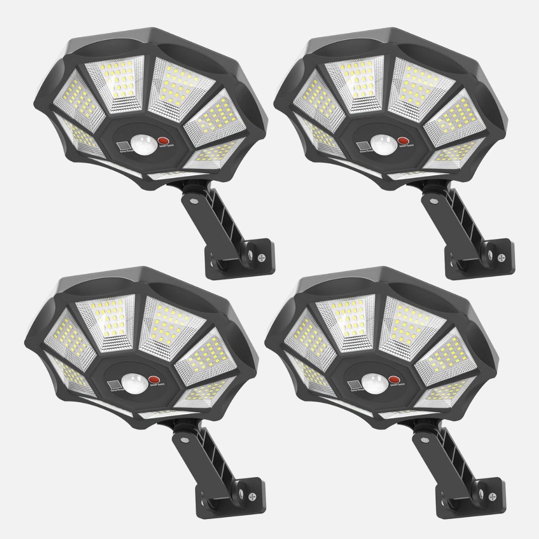Solar Street Lights Outdoor with Motion Sensor, 168LED IP66 6500K