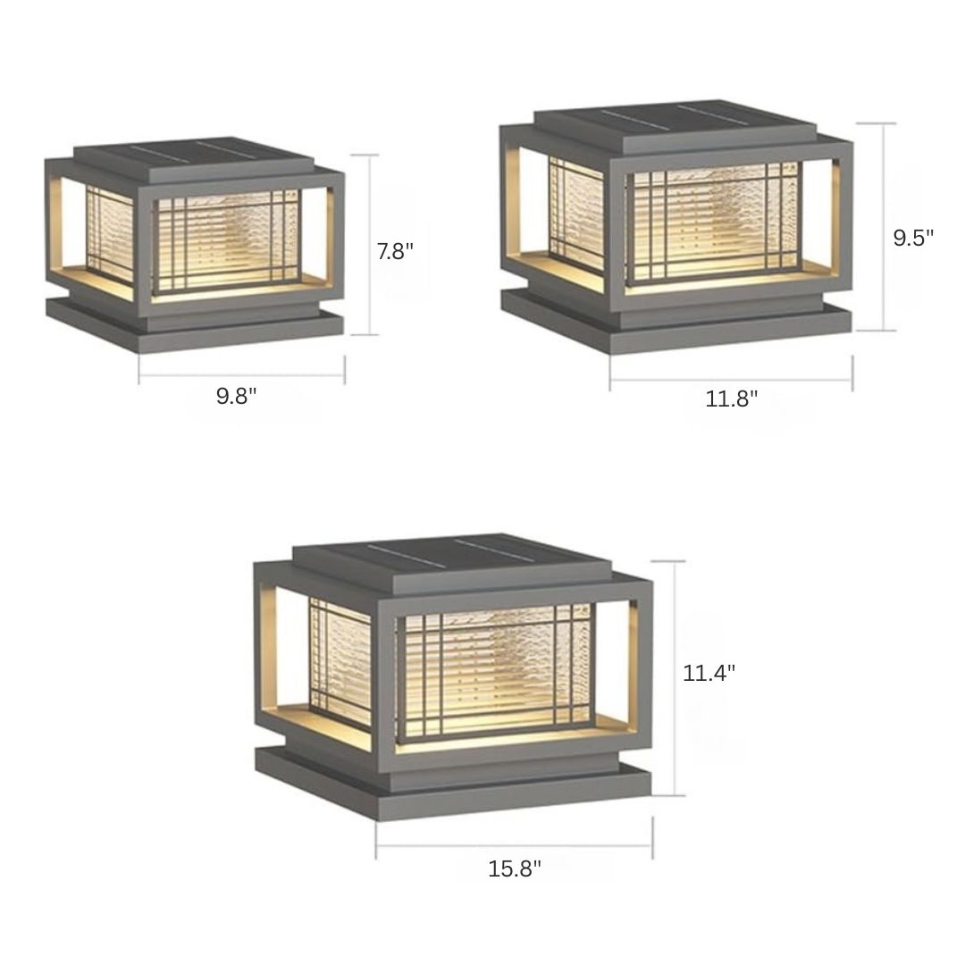 Solar Powered Outdoor Post Light Waterproof Modern Black Aluminum