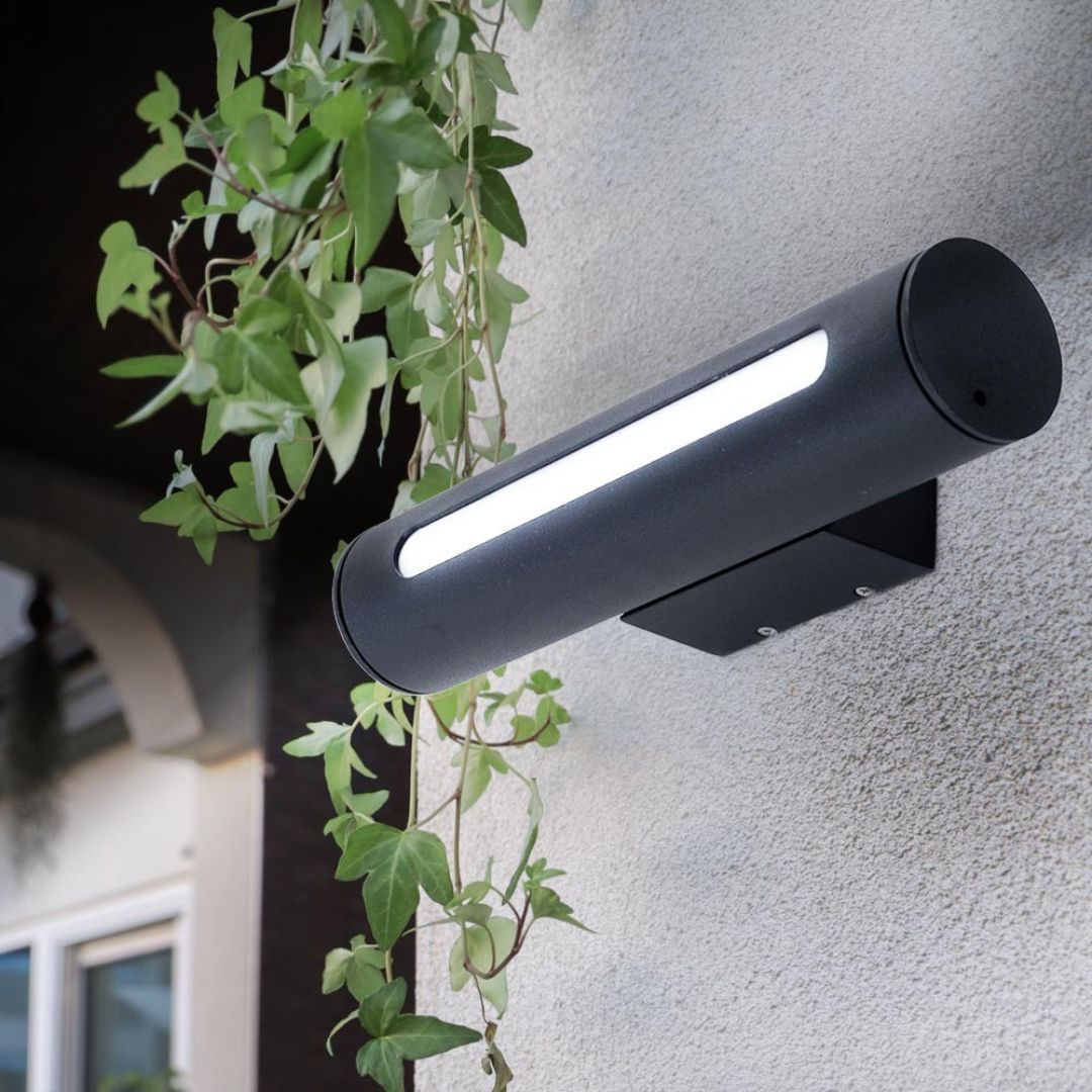 LED Outdoor Wall Light Black IP44 Warm White