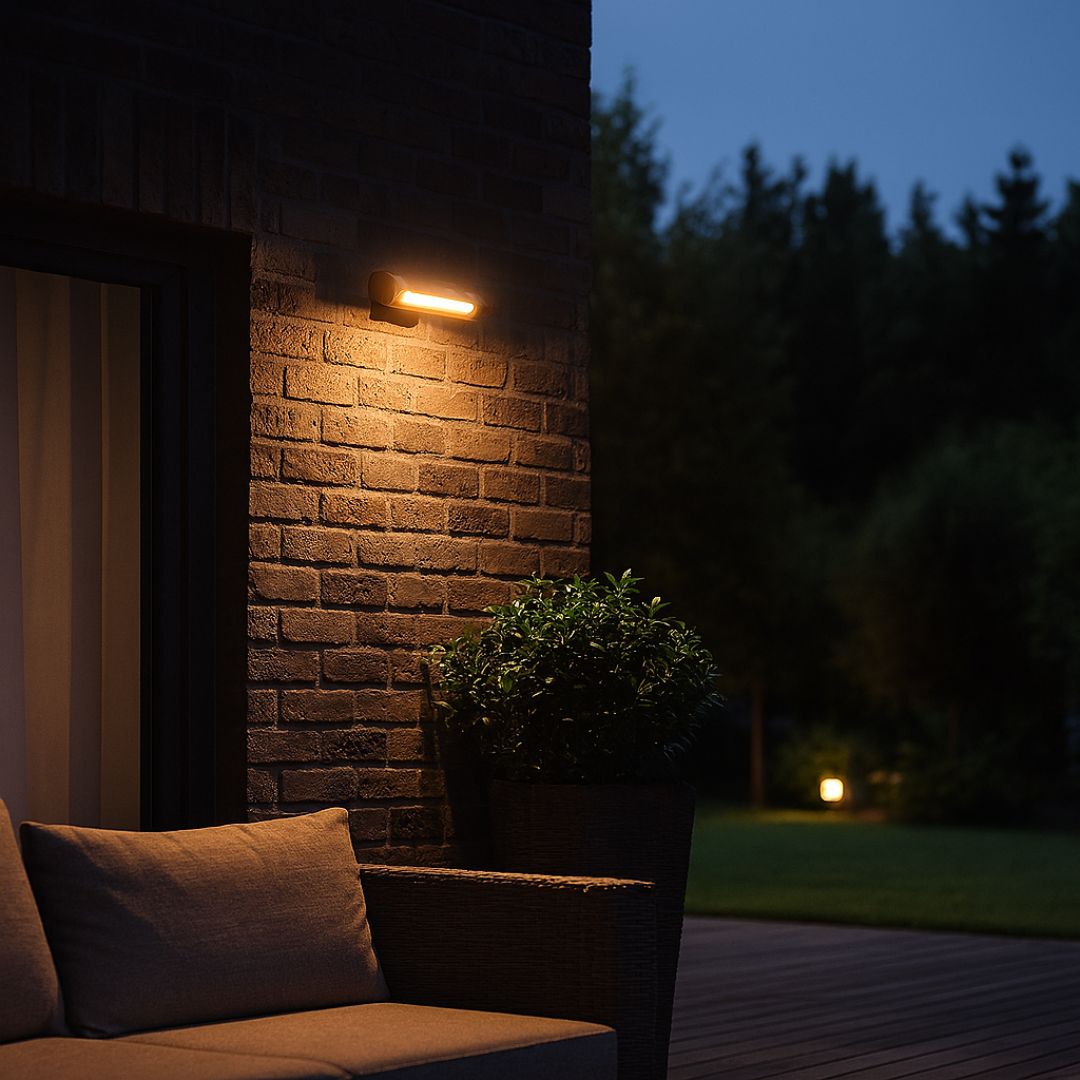 LED Outdoor Wall Light Black IP44 Warm White