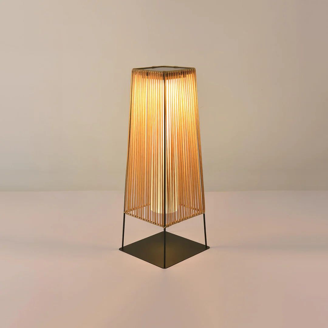 Modern Outdoor Post Lamp with Integrated LED - Weather-Resistant Rattan Design