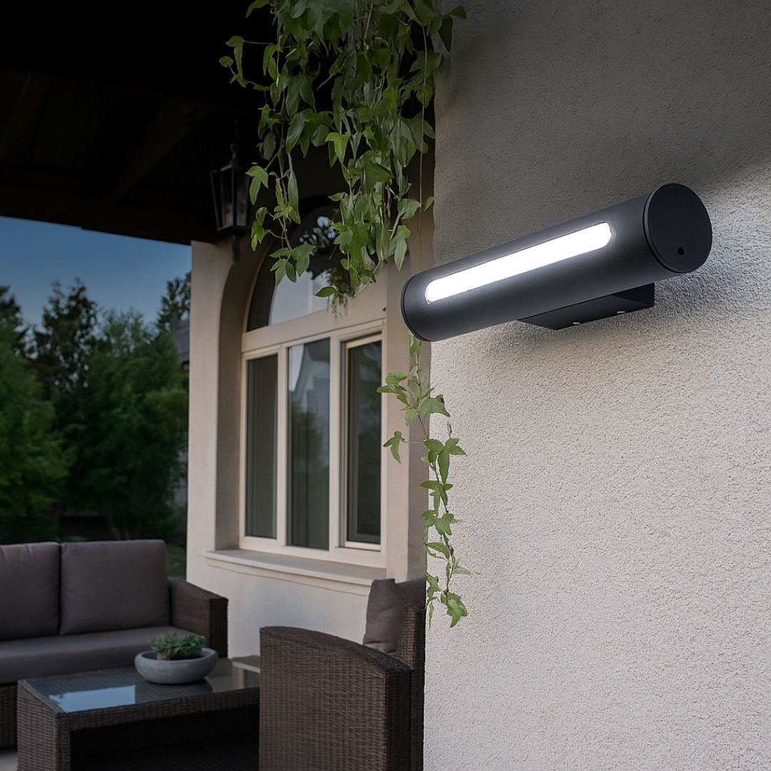 LED Outdoor Wall Light Black IP44 Warm White