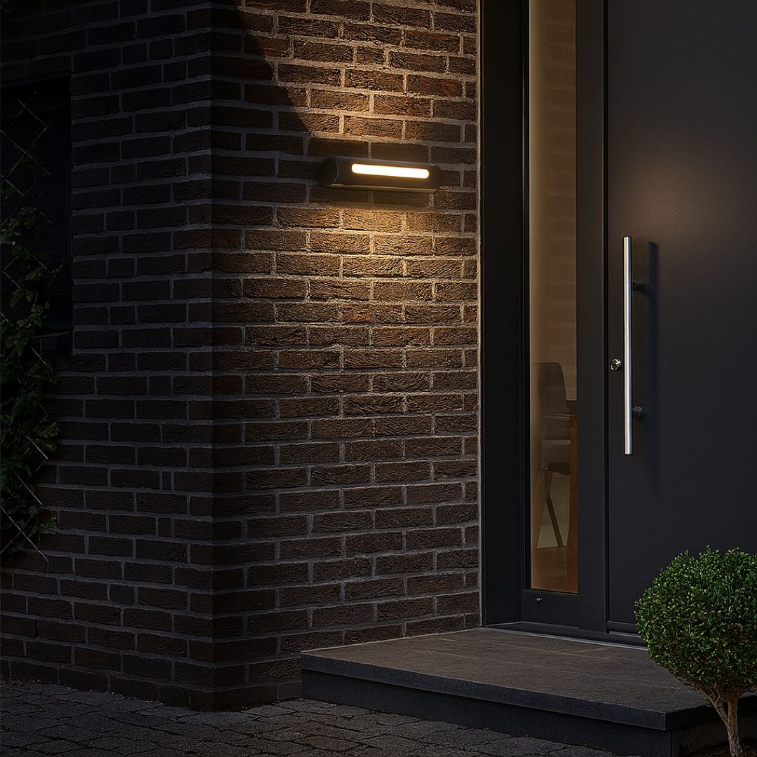 LED Outdoor Wall Light Black IP44 Warm White