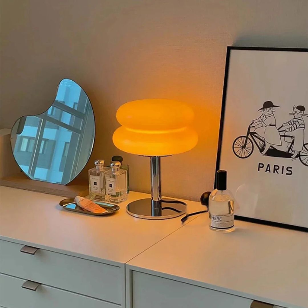 Glass Table Lamp – Dimmable, Cloud Design, 3 Color Modes