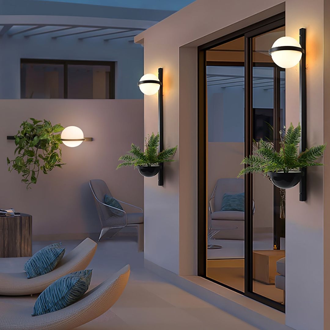 Modern Outdoor Wall Light, IP65 Rated, Black Metal, Integrated LED