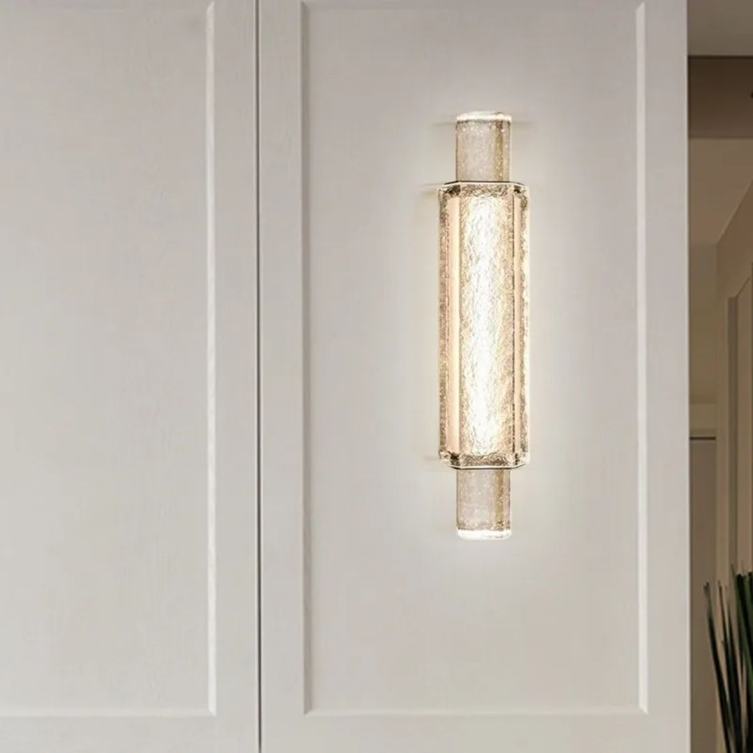 Crystal Wall Light Glass LED Fixture Stainless Steel Warm White 25in