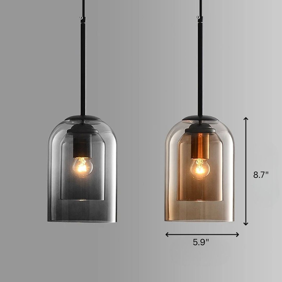 Glass Pendant Light – Modern, Double Layer, Iron & Glass