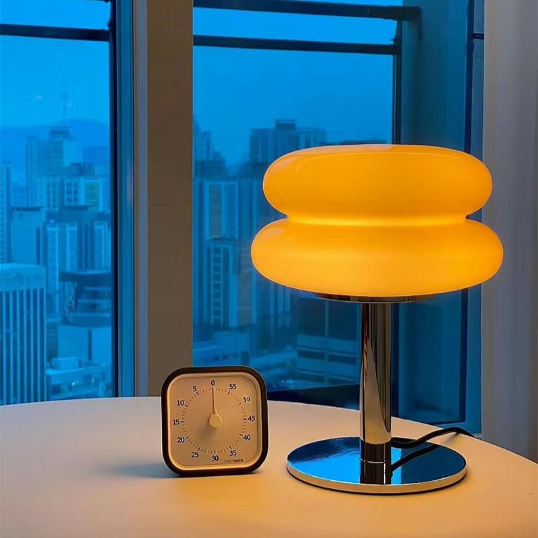 Glass Table Lamp – Dimmable, Cloud Design, 3 Color Modes