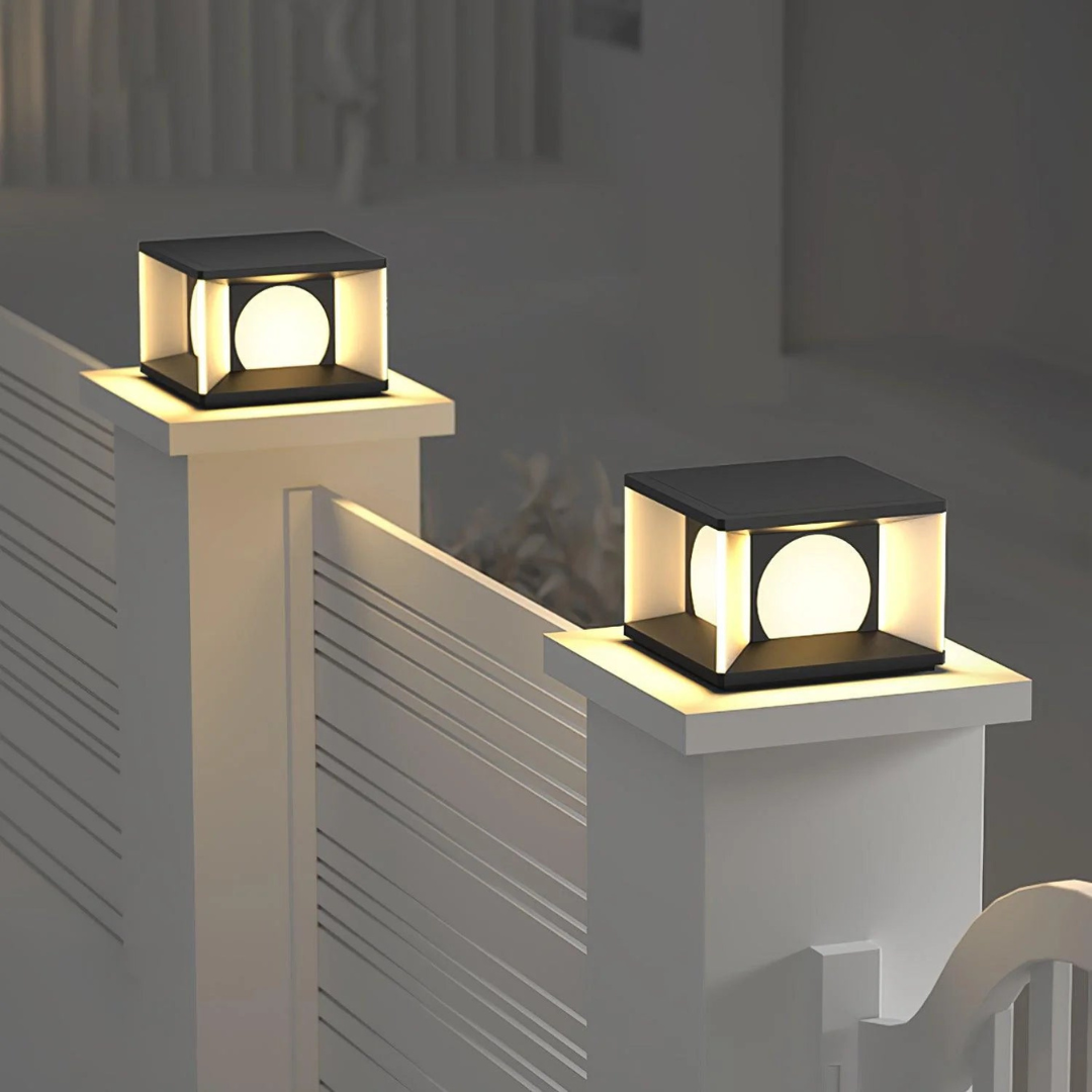 Square Outdoor Lamp with Integrated LED – Durable Acrylic Shade for Garden Lights