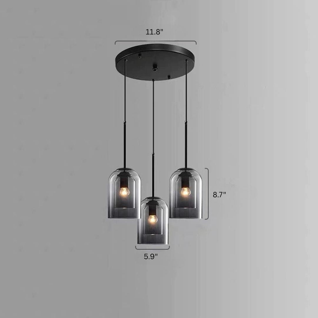 Glass Pendant Light – Modern, Double Layer, Iron & Glass