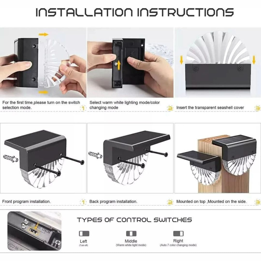 Solar Garden Wall Lights – 4-Pack Waterproof Outdoor Solar Lights