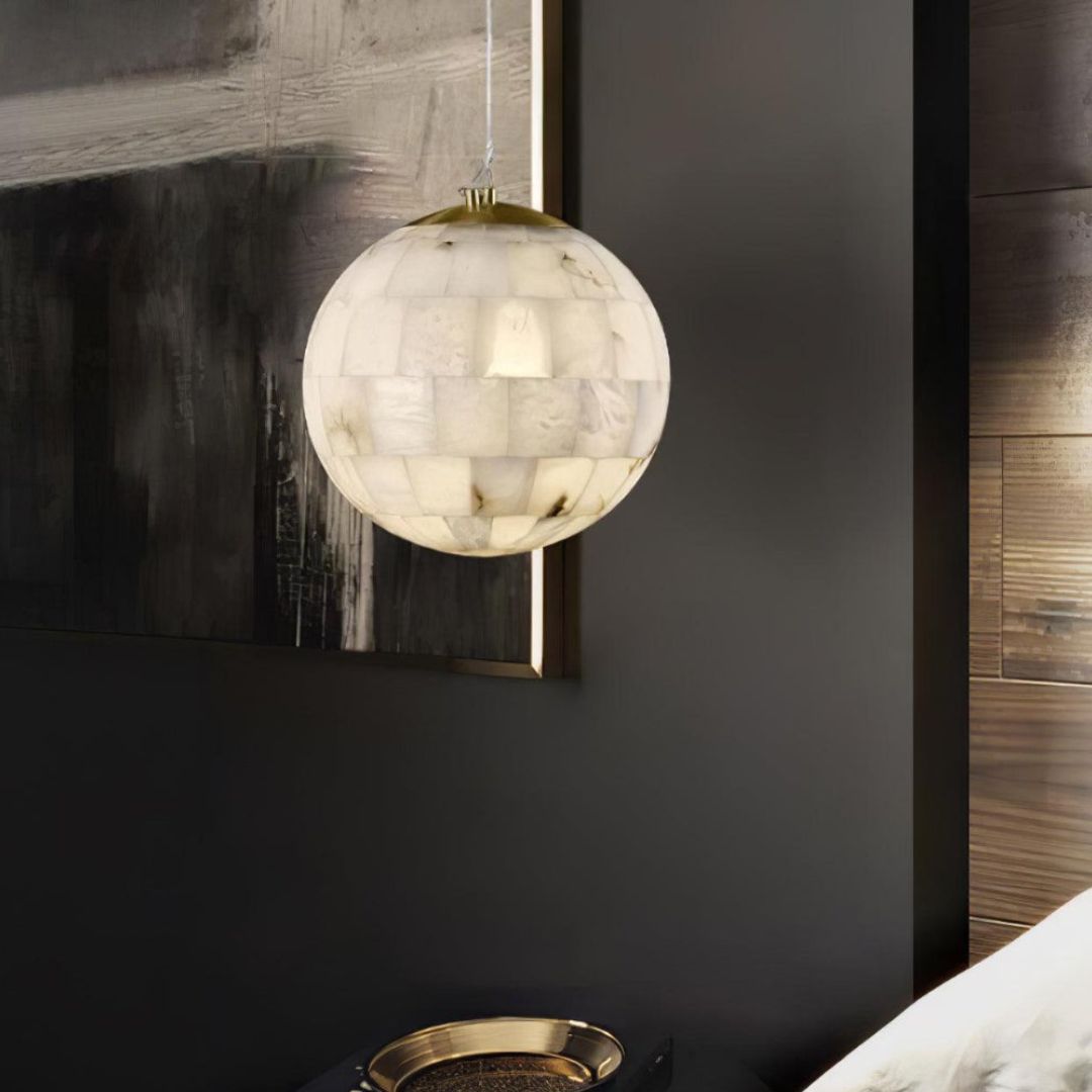 Elegant Brass and Alabaster Pendant Light – Modern Kitchen Hanging Lights