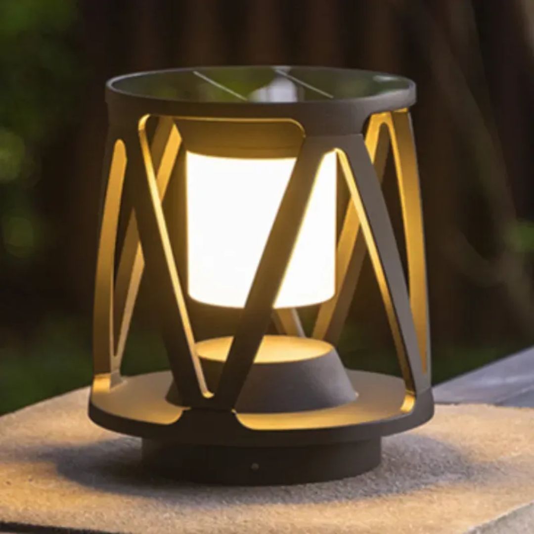 Outdoor Pillar Light Round Black Die-cast Aluminium 3000K IP65