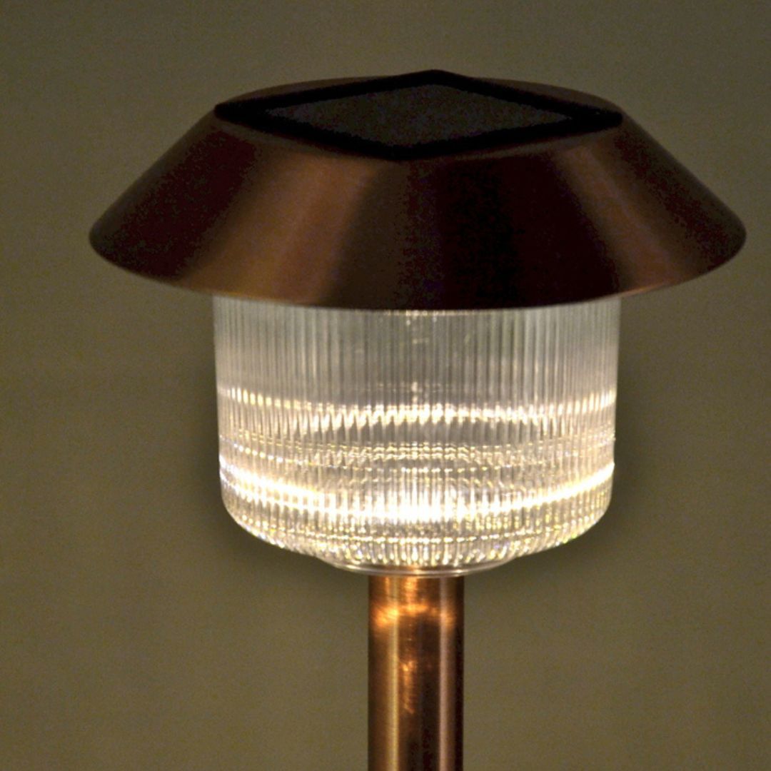 Copper Solar Path Lights Outdoor 12-Pack – Brushed Finish LED Stakes
