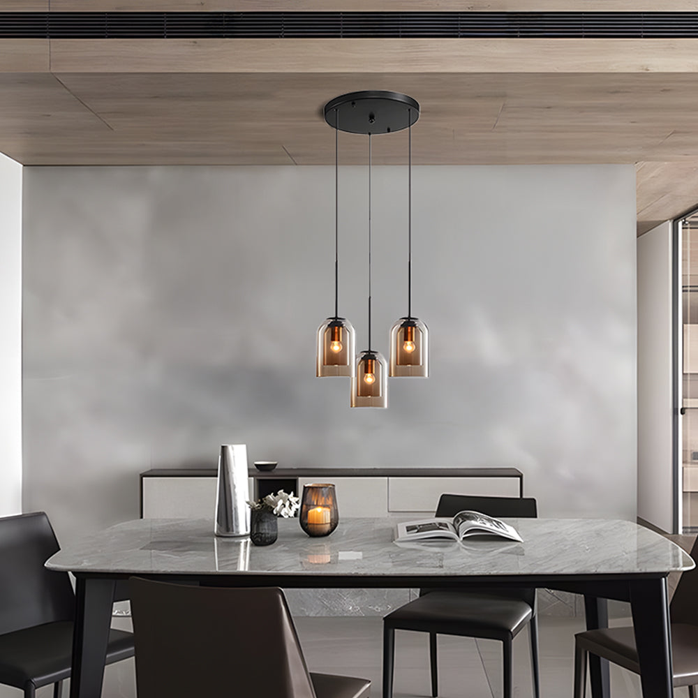 Variant image for Modern Glass Pendant Light – Double Layer Kitchen Pendant Lighting for Dining Room, Iron & Glass Design-5