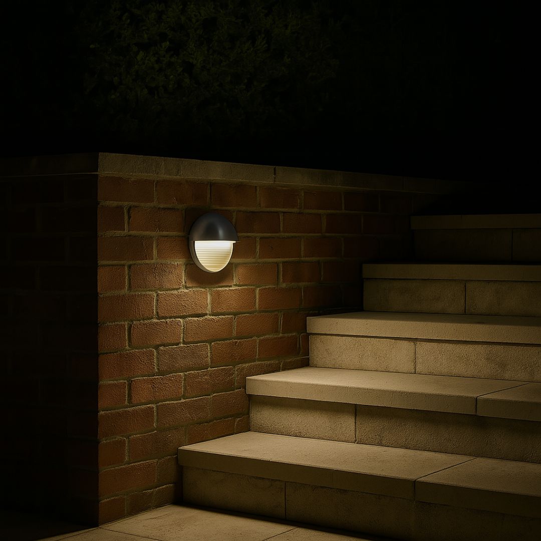 Scandi-Style Outdoor Wall Lamp with Integrated LED - Aluminium Exterior Sconce