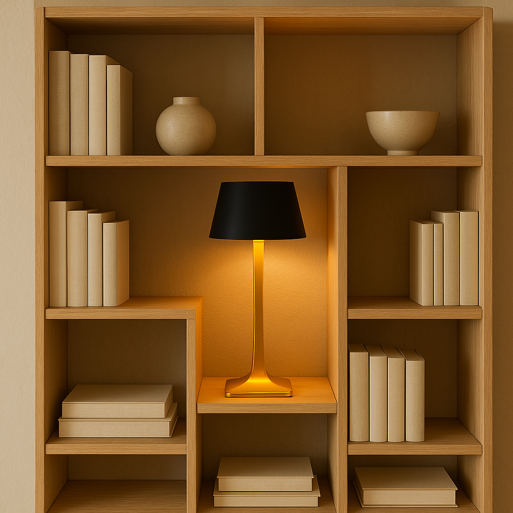 Cordless Table Lamp – Touch Dimming, Battery LED, Black Aluminum