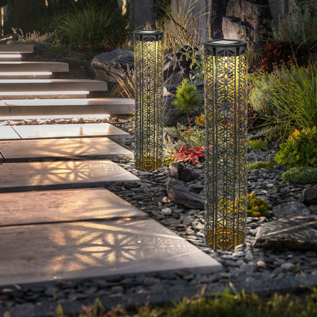 Solar Garden Lights Black Gold LED Outdoor Waterproof IP44