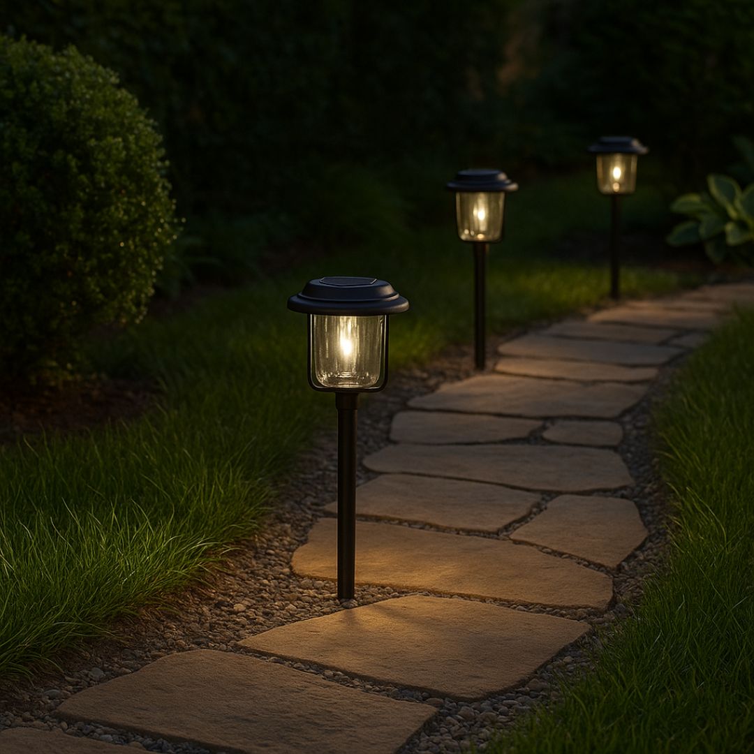 Solar Pathway Lights Set – 4 Pack Outdoor LED Walkway Lights – Elegant Design