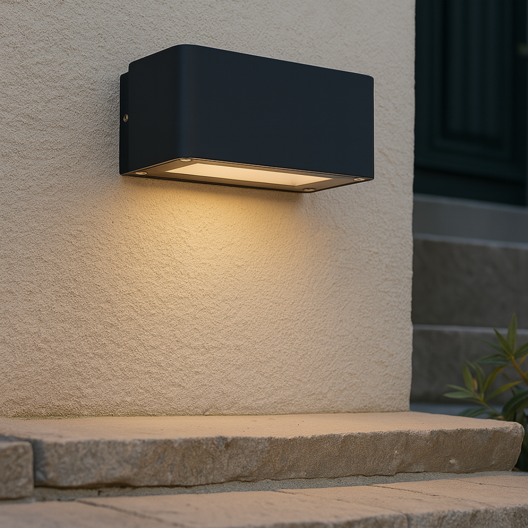LED Wall Light Black IP54 Outdoor Up Down 12W 3000K