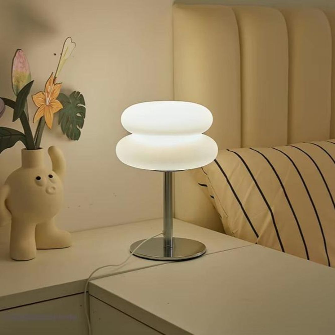 Glass Table Lamp – Dimmable, Cloud Design, 3 Color Modes