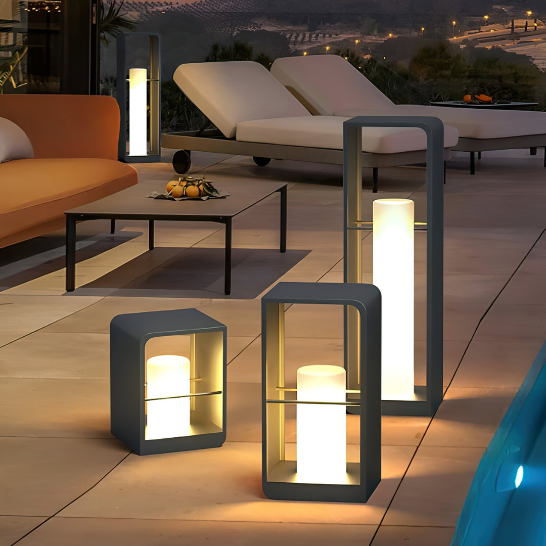 Large Outdoor Lantern with LED Light - Weather-Resistant Stainless Steel Garden Lantern