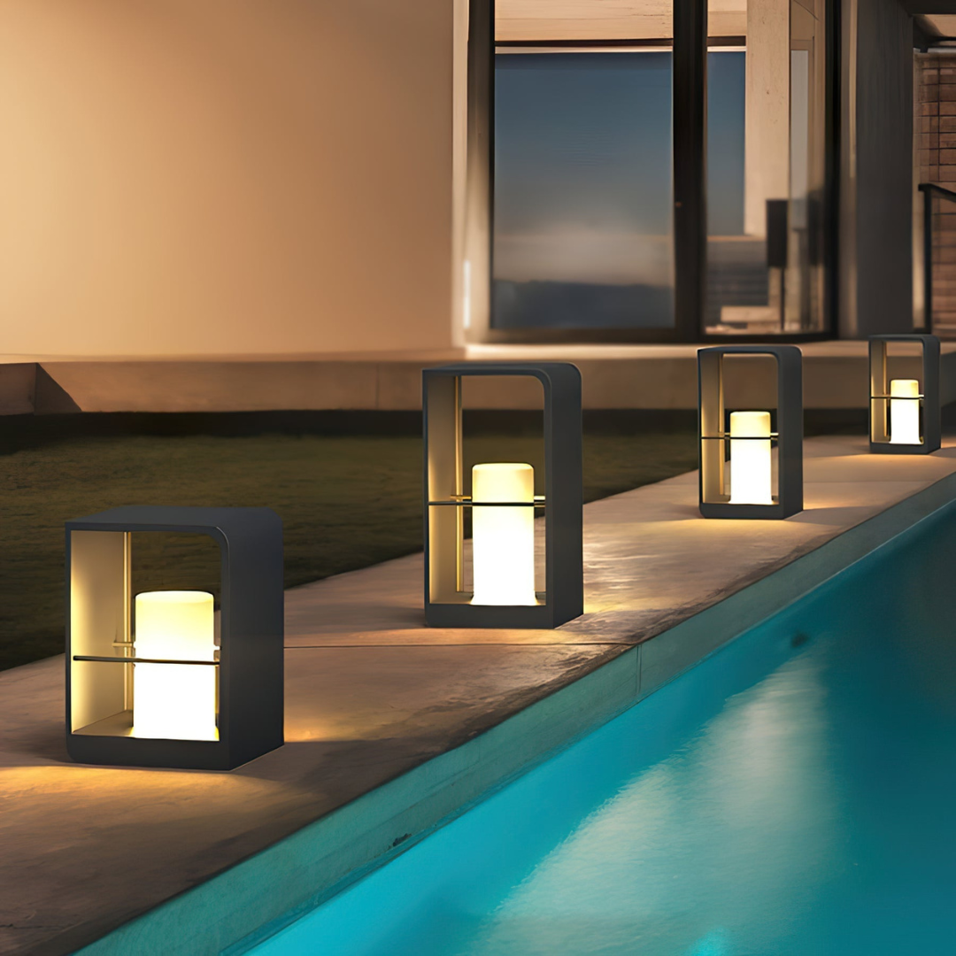 Large Outdoor Lantern with LED Light - Weather-Resistant Stainless Steel Garden Lantern