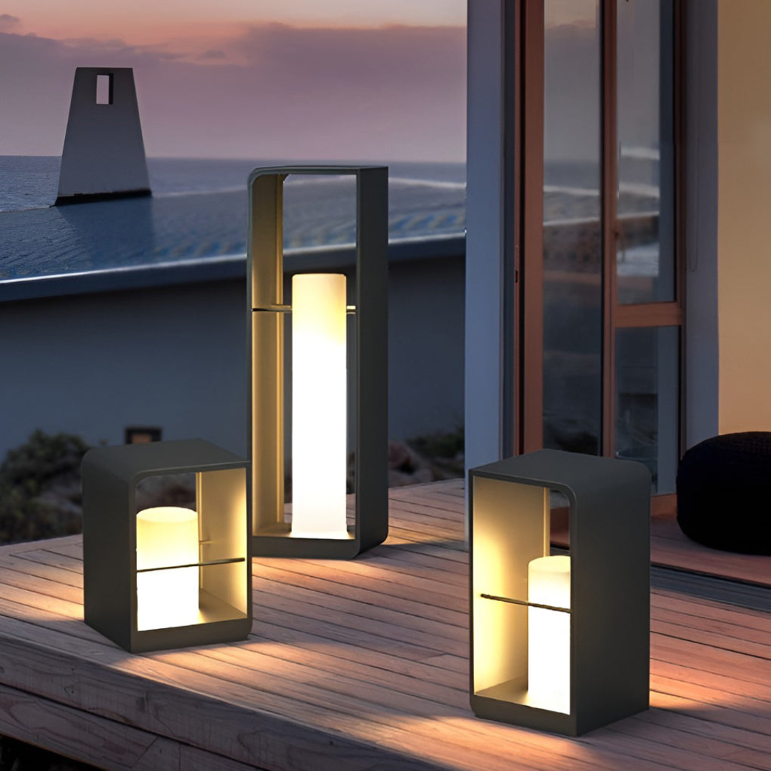 Large Outdoor Lantern with LED Light - Weather-Resistant Stainless Steel Garden Lantern