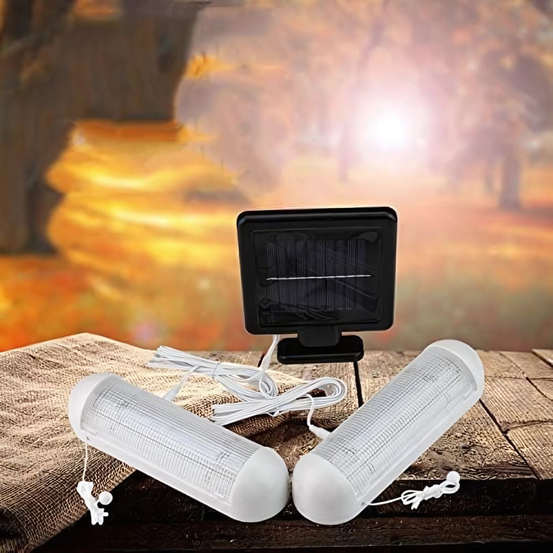 Solar LED Shed Light with Pull Cord Double Lamp – Wall Mount