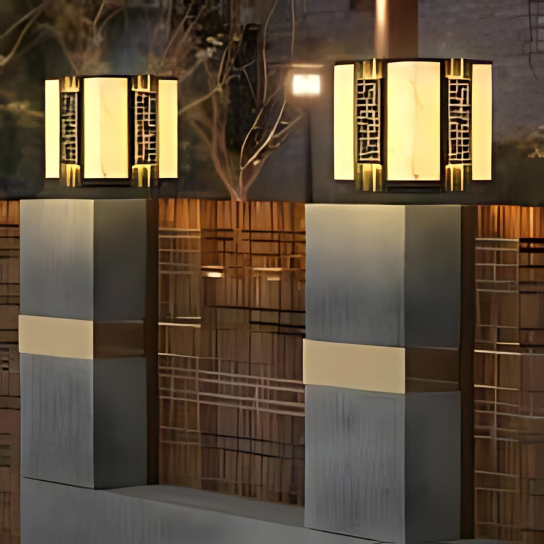 Outdoor Metal Pillar Light Rectangle Black Waterproof