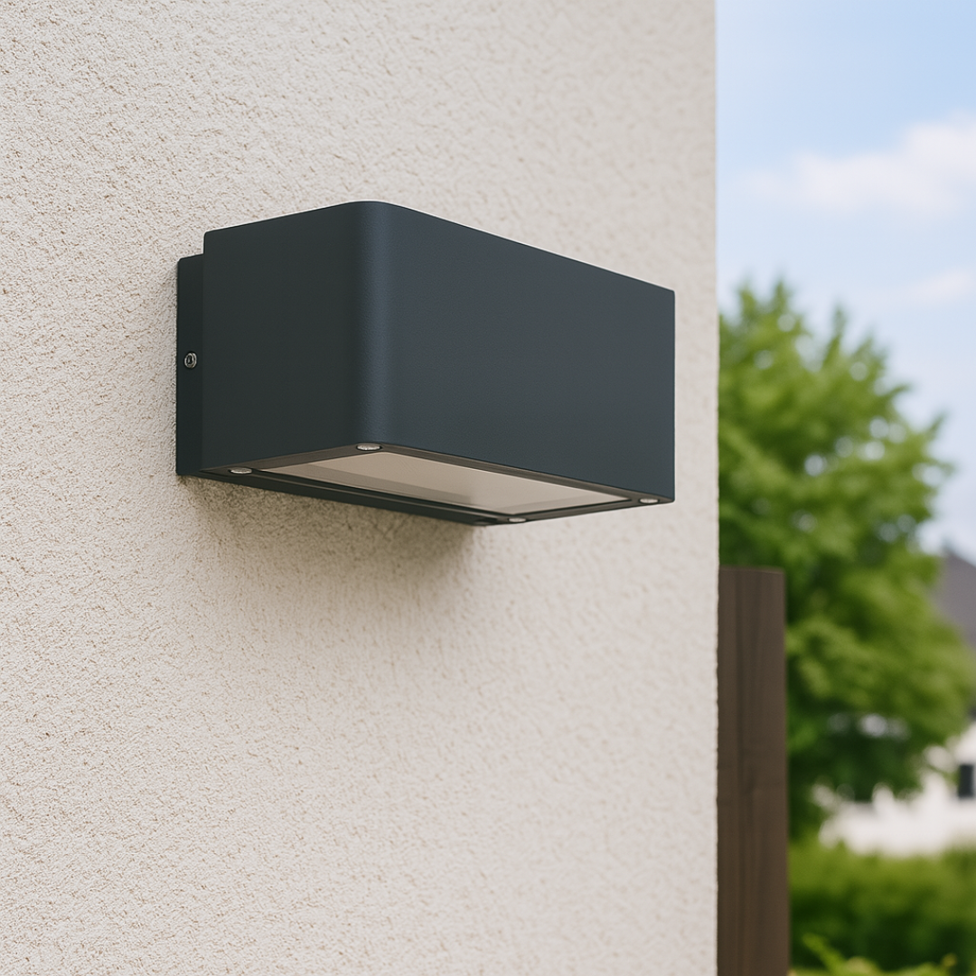 LED Wall Light Black IP54 Outdoor Up Down 12W 3000K