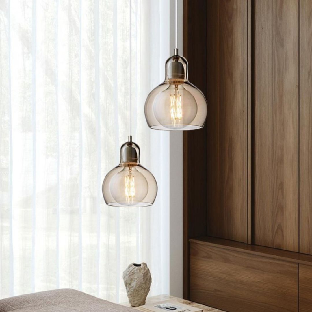 Glass Pendant Light – Retro E27, Ø11–18cm, Blown Glass