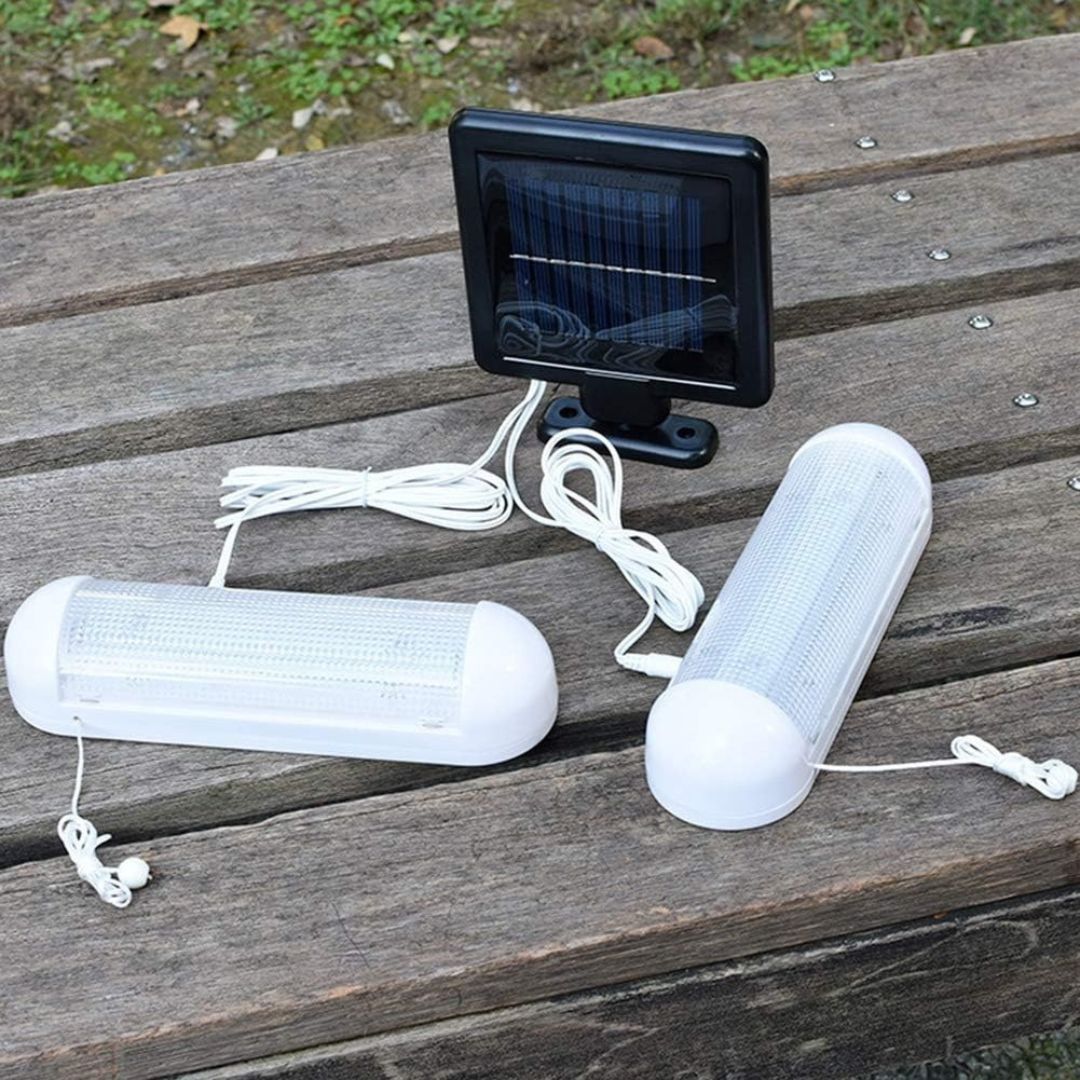 Solar LED Shed Light with Pull Cord Double Lamp – Wall Mount