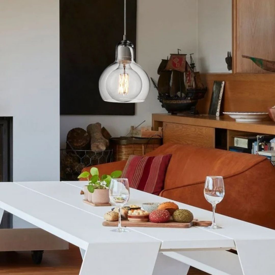 Glass Pendant Light – Retro E27, Ø11–18cm, Blown Glass