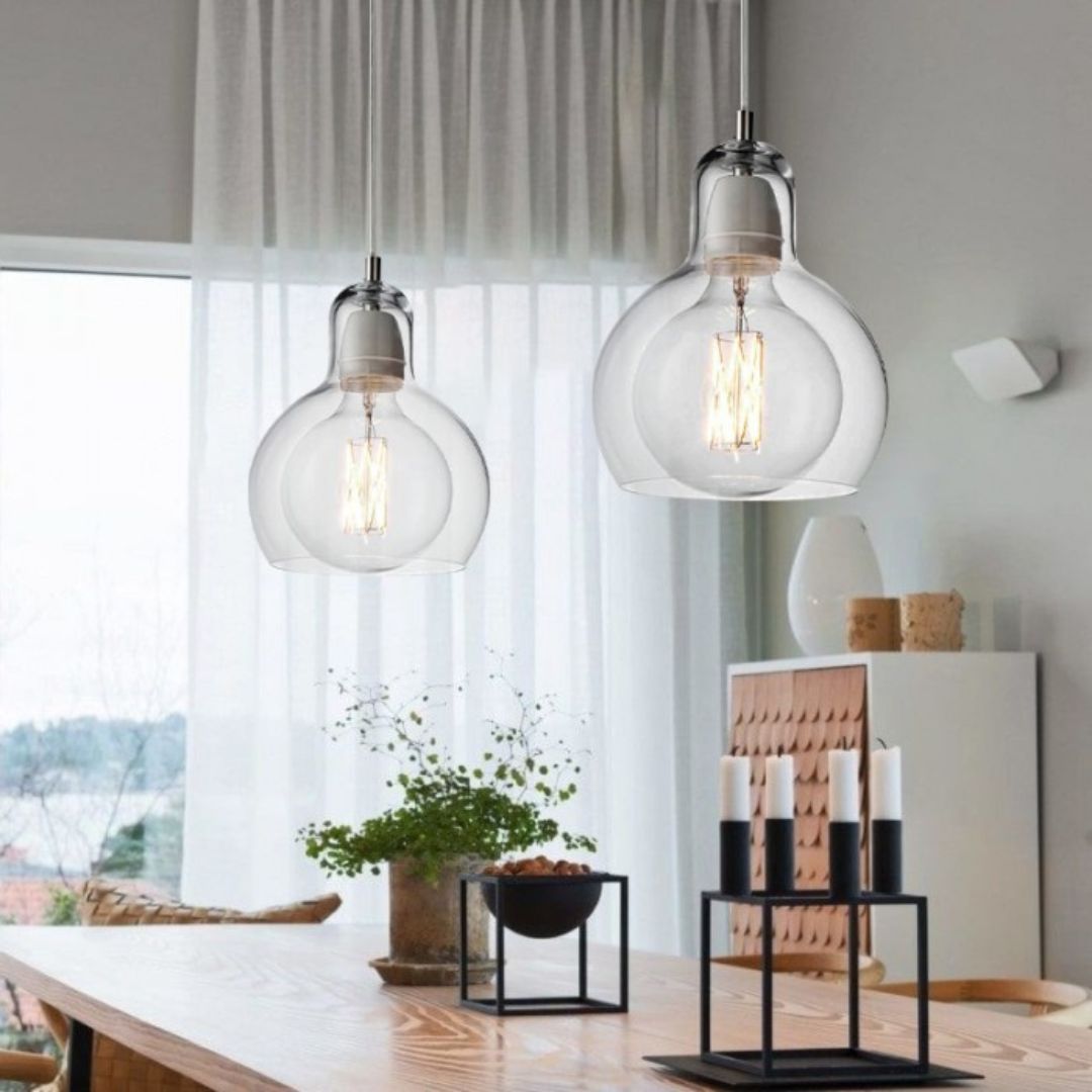 Glass Pendant Light – Retro E27, Ø11–18cm, Blown Glass