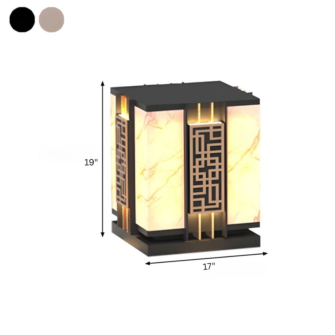 Outdoor Metal Pillar Light Rectangle Black Waterproof