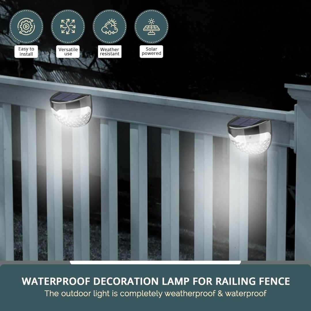 Solar Fence Lights Outdoor Waterproof LED Wall Light Pack of 4 or 8