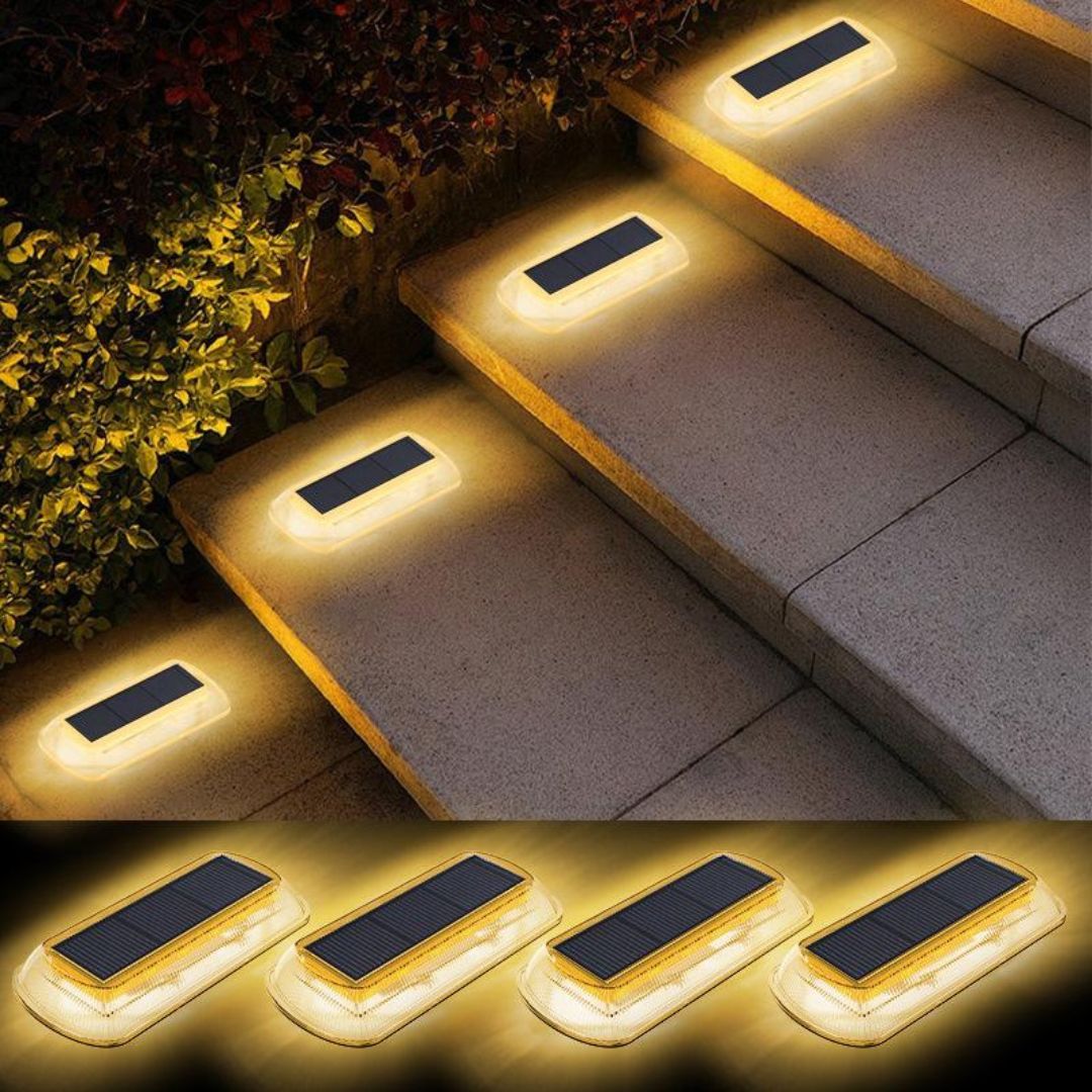 Waterproof Solar Step Lights - 30 LEDs Outdoor Lights for Pathways, 4 Pack