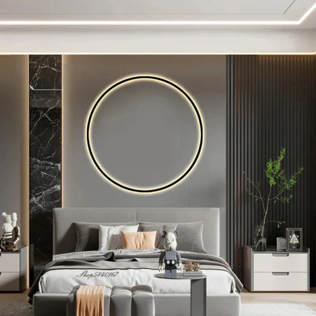 LED Wall Lamp Modern Minimalist Circle Light – Warm Black or Gold