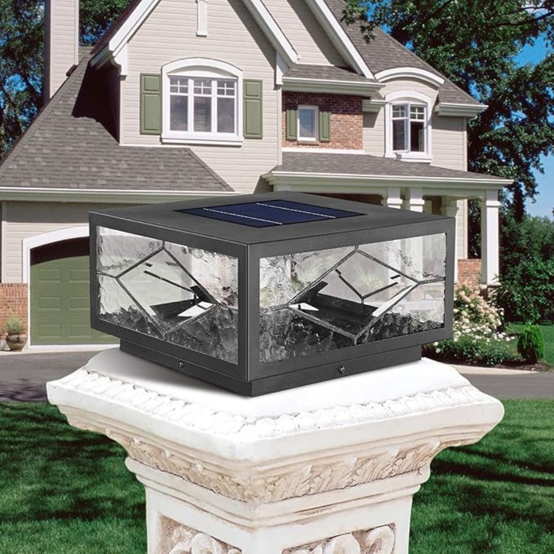 Solar Fence Post Light Solder Glass LED Waterproof with Remote Control