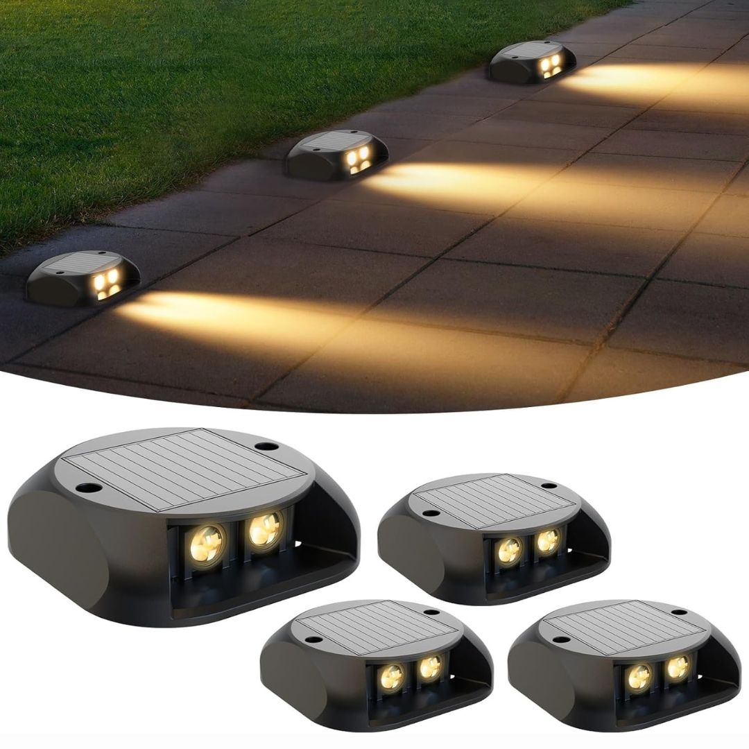 Solar Step Lights Outdoor 8 Pack Warm White IP65 Waterproof Pathway