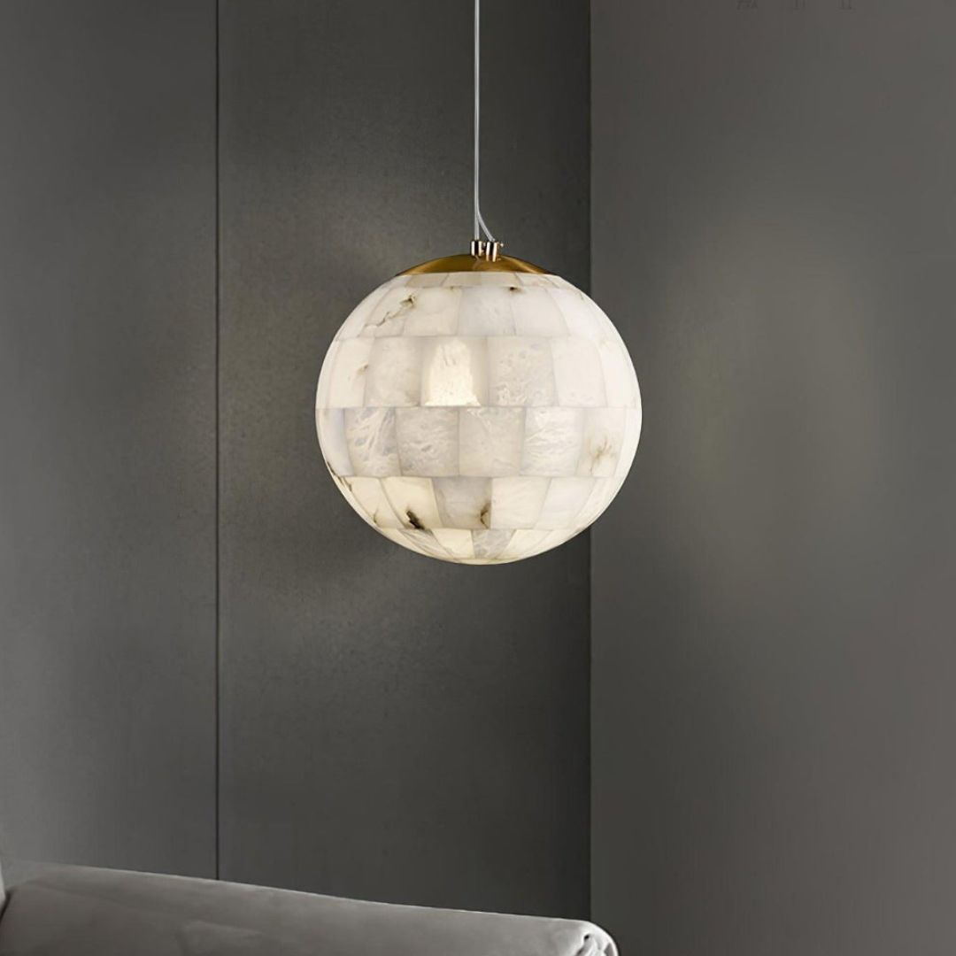 Elegant Brass and Alabaster Pendant Light – Modern Kitchen Hanging Lights