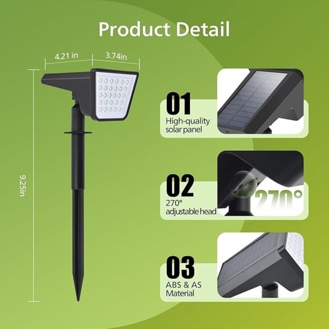 Solar Spot Lights Outdoor 28 LED 7500K Waterproof Landscape Lamps