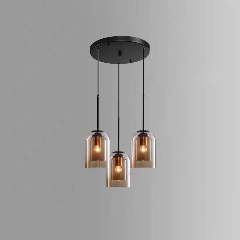 Glass Pendant Light – Modern, Double Layer, Iron & Glass