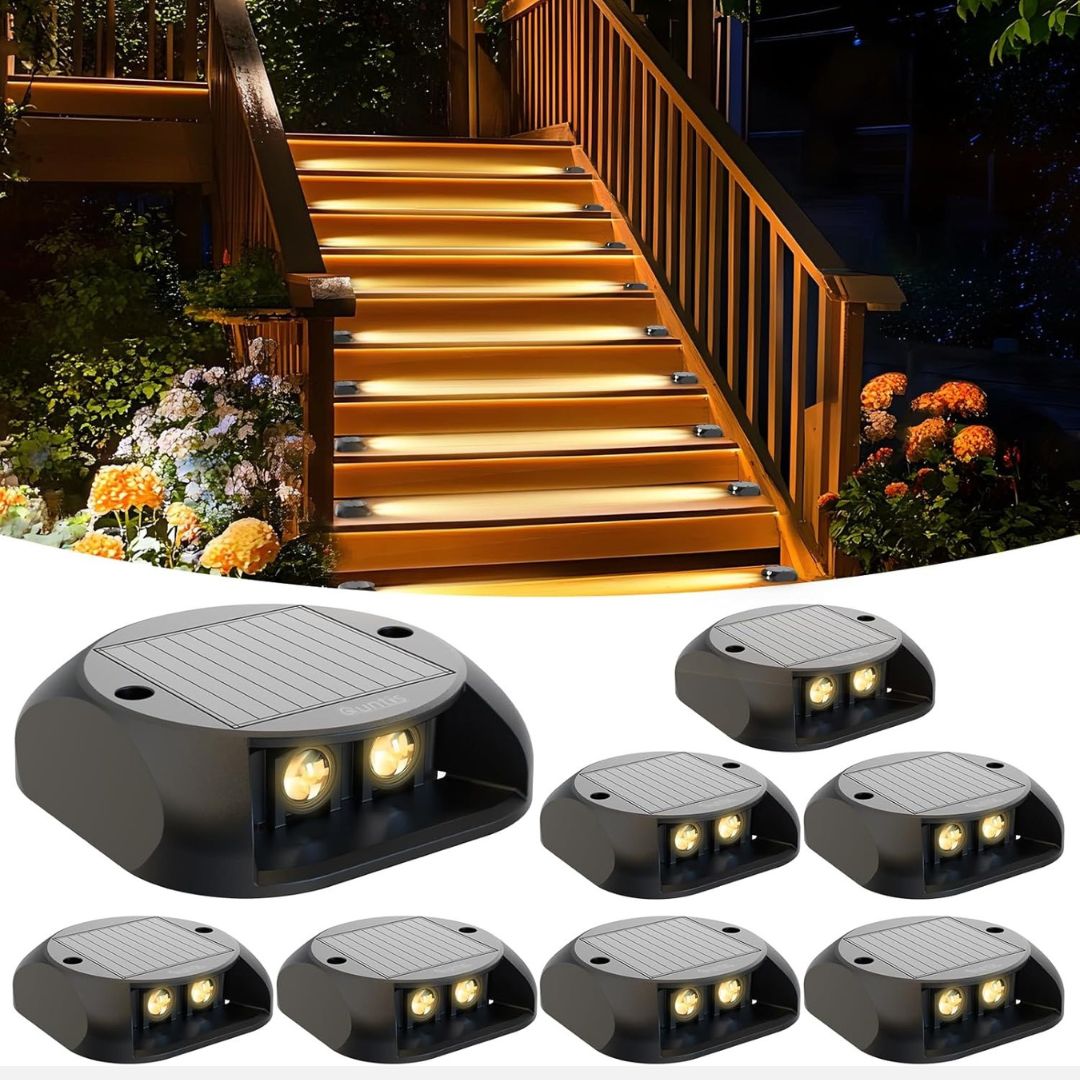 Solar Step Lights Outdoor 8 Pack Warm White IP65 Waterproof Pathway
